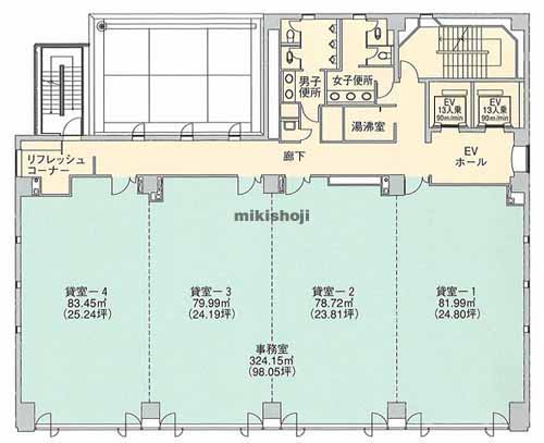 古川・長島の朝日生命青森ビル 平面1