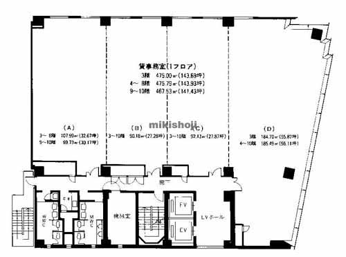土佐堀・京町堀・西本町の肥後橋ルーセントビル 平面1