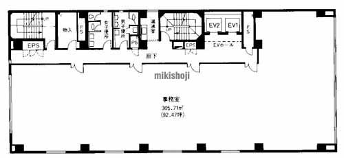 下京区のインターワンプレイス烏丸Ⅱ 平面1