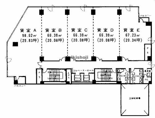 三宮町・明石町・江戸町・京橋・海岸通の神戸伊藤町ビルディング 平面1